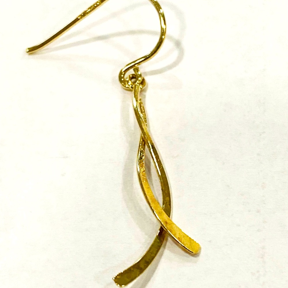 14k Yellow Gold Solid Silver Celtic Dangle Earrin… - image 1